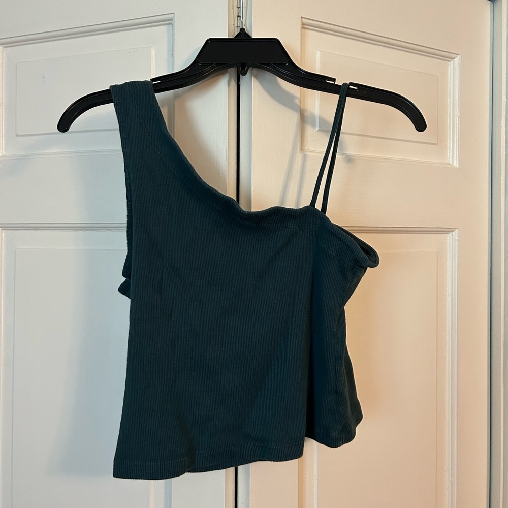 Free People Dark Teal One Shoulder Tank Top
